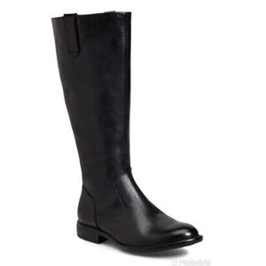 BORN Shaunie Black Leather Knee High Riding‎ Boot Low Heel Fall Winter Size 6.5